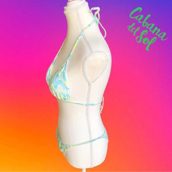 Swirl Bikini - Teal and Yellow ( with cover-up) - Picture 9 of 15